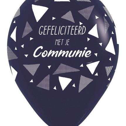Ballonnen Gefeliciteerd Met Je Communie Triangles Navy Blue 30cm 25st van Sempertex koop je bij Partywinkel