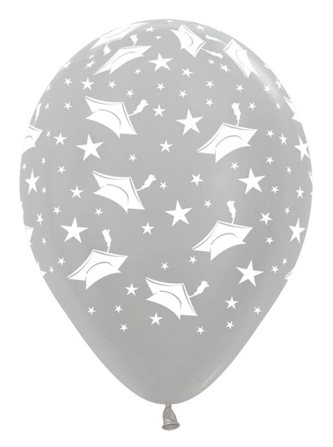 Ballonnen Graduation Hats Silver 30cm 25st van Sempertex koop je bij Partywinkel