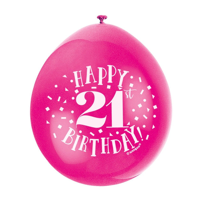 Ballonnen Happy Birthday 21 Jaar 28cm 10st van Unique koop je bij Partywinkel