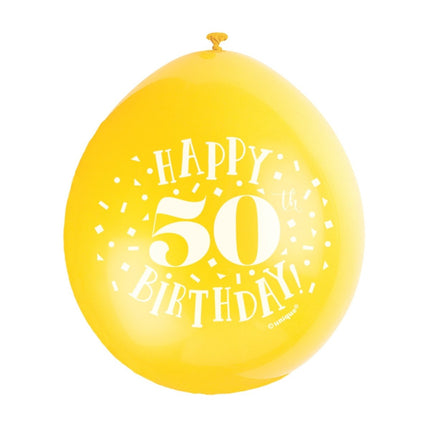 Ballonnen Happy Birthday 50 Jaar 28cm 10st van Unique koop je bij Partywinkel