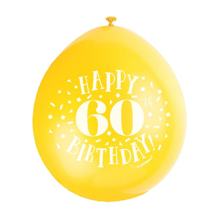 Ballonnen Happy Birthday 60 Jaar 28cm 10st van Unique koop je bij Partywinkel