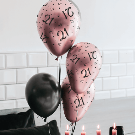 Ballonnen Happy Birthday Rose Zwart 30cm 8st van Paper Dreams koop je bij Partywinkel