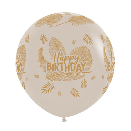 Ballonnen Happy Birthday Tropical Leaves White Sand 61cm 3st van Sempertex koop je bij Partywinkel