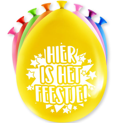 Ballonnen Hier is 't Feest 30cm 8st van Paper Dreams koop je bij Partywinkel