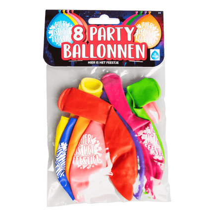 Ballonnen Hier is 't Feest 30cm 8st van Paper Dreams koop je bij Partywinkel