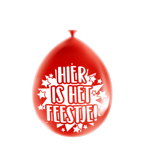 Ballonnen Hier is 't Feest 30cm 8st van Paper Dreams koop je bij Partywinkel