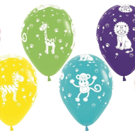 Ballonnen Jungle Animals Fashion Mix 30cm 25st van Sempertex koop je bij Partywinkel
