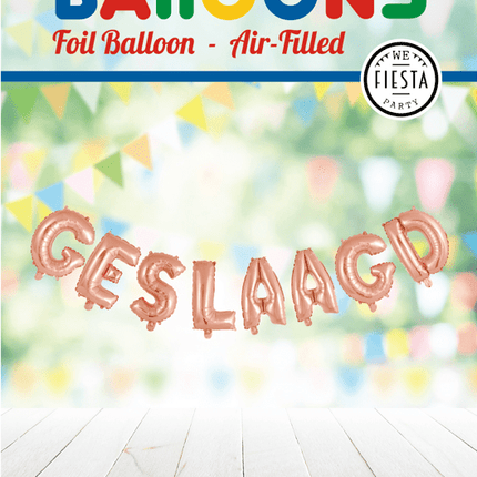 Ballonnen Letter Geslaagd Rose Goud Leeg 41cm van WeFiesta koop je bij Partywinkel