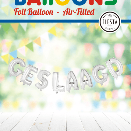 Ballonnen Letter Geslaagd Zilver Leeg van WeFiesta koop je bij Partywinkel
