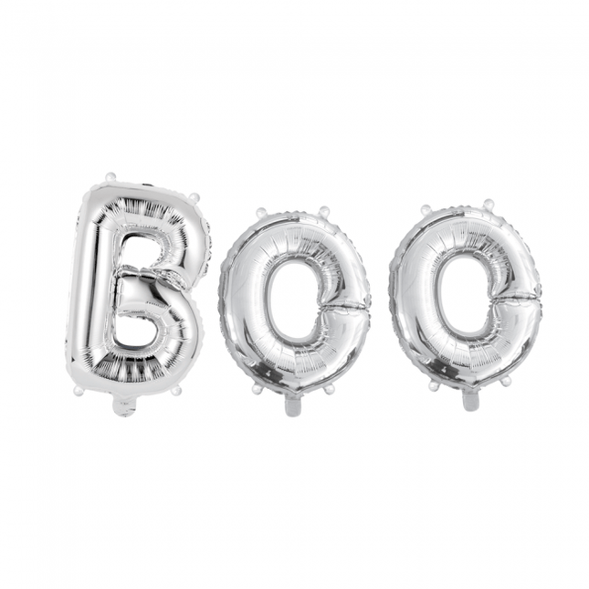 Ballonnen Letter Set Boo Zilver 41cm van WeFiesta koop je bij Partywinkel