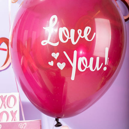 Rood Roze Ballonnen Love You! 33cm 6st van Folat koop je bij Partywinkel