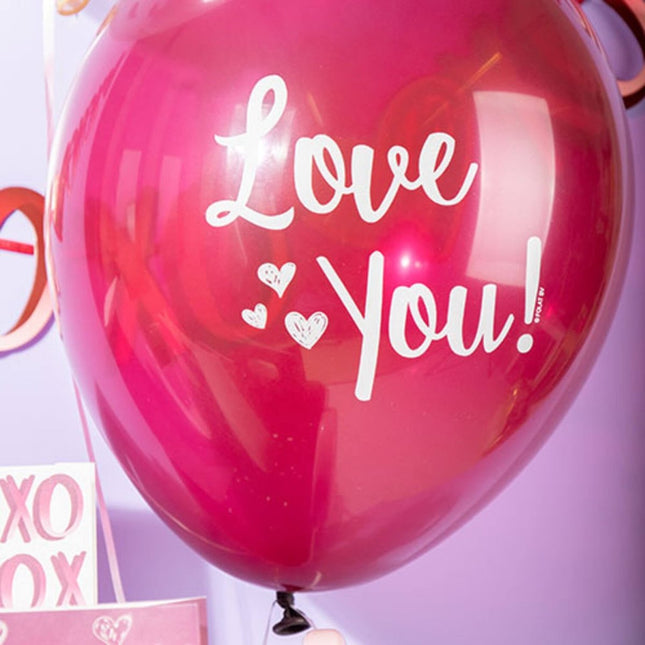 Rood Roze Ballonnen Love You! 33cm 6st van Folat koop je bij Partywinkel