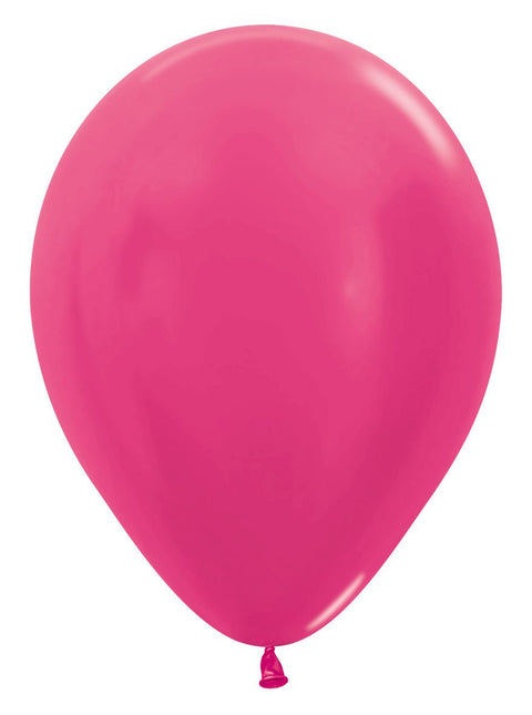 Ballonnen Metallic Fuchsia 30cm 50st van Sempertex koop je bij Partywinkel