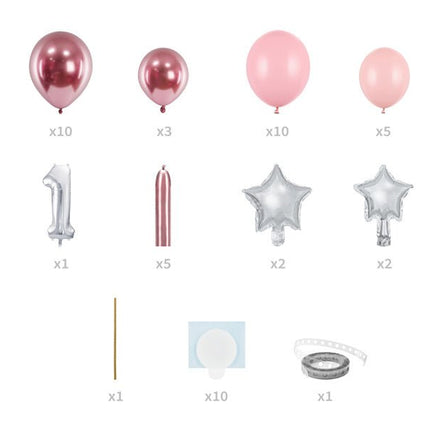 Ballonnen Set 1 Jaar Roze 1,4m van Partydeco koop je bij Partywinkel