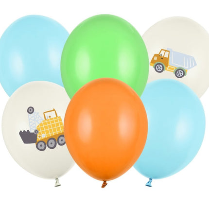 Ballonnen Set Bouwvoertuigen 30cm 6st van Partydeco koop je bij Partywinkel