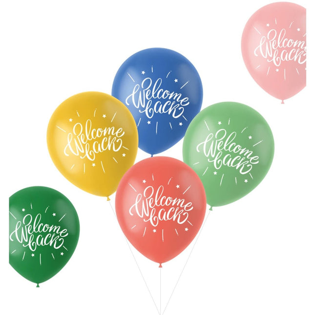 Ballonnen Welcome Back Gekleurd 33cm 6st van Folat koop je bij Partywinkel