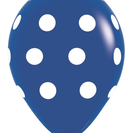 Ballonnen White Polka Dots Mix 30cm 25st van Sempertex koop je bij Partywinkel