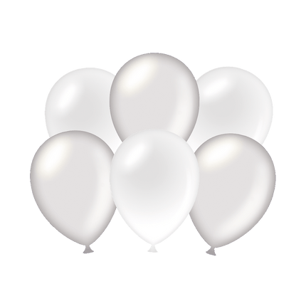 Ballonnen Zilver/Wit Metallic 30cm 6st van Paper Dreams koop je bij Partywinkel