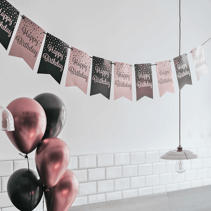 Banner 18 Jaar Roze Zwart 6m van Paper Dreams koop je bij Partywinkel