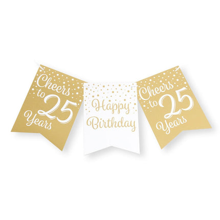 Banner 25 Jaar Goud Wit 6m van Paper Dreams koop je bij Partywinkel