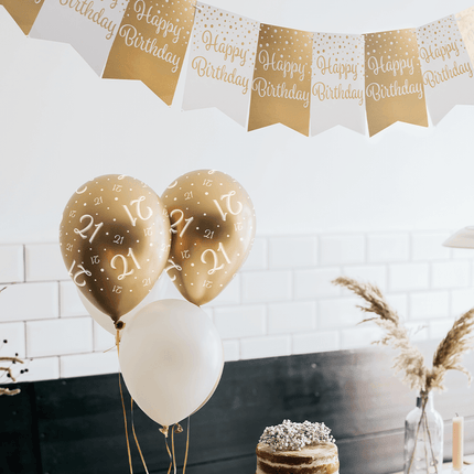 Banner 25 Jaar Goud Wit 6m van Paper Dreams koop je bij Partywinkel