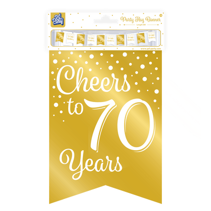 Banner 70 Jaar Goud Wit 6m van Paper Dreams koop je bij Partywinkel