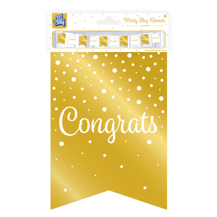 Banner Congrats Goud Wit 6m van Paper Dreams koop je bij Partywinkel
