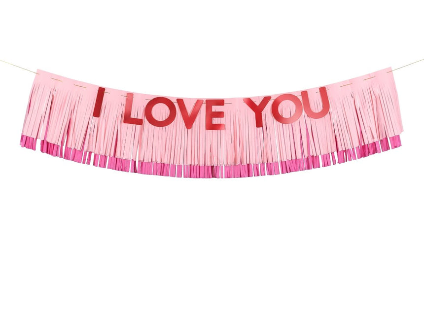 Rood Roze Banner I Love You 1,5m van Partydeco koop je bij Partywinkel