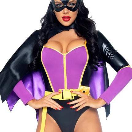 Batgirl Kostuum Zwart Paars Dames Bodysuit Leg Avenue van Leg Avenue koop je bij Partywinkel
