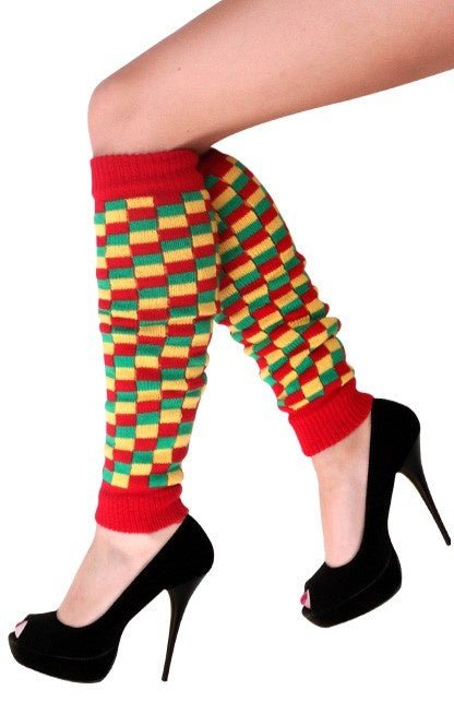 Beenwarmers Rood/Geel/Groen Geblokt van PartyXplosion koop je bij Partywinkel