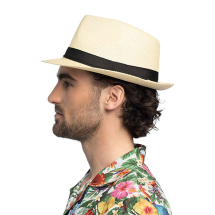 Beige Hoed Zwarte Band van Boland koop je bij Partywinkel