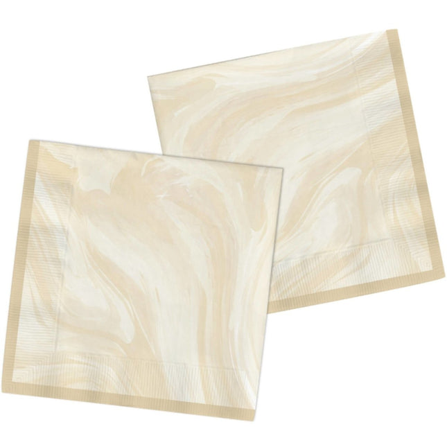 Beige Servetten Marmer 33cm 20st van Folat koop je bij Partywinkel