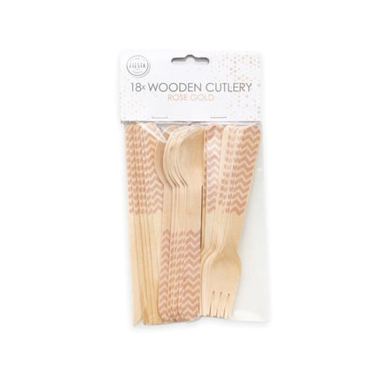 Bestekset Rose Goud Hout 18st van WeFiesta koop je bij Partywinkel