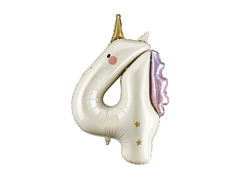 Helium Ballon 4 jaar Unicorn, 93cm, mix