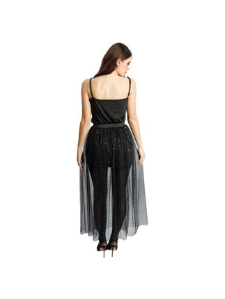 Tule Rok Dames Zwart met Groene Pailletten