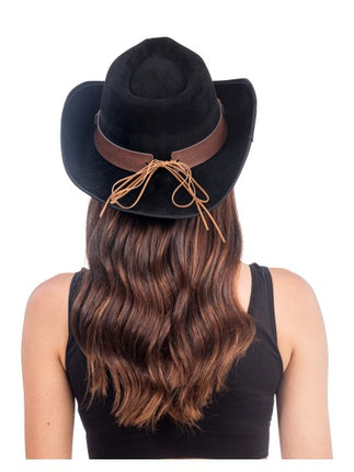 Zwarte Cowboyhoed met Stierenkop One Size