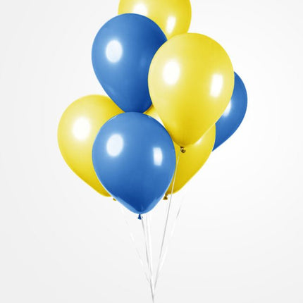 Blauw Gele Ballonnen 30cm 10st van WeFiesta koop je bij Partywinkel