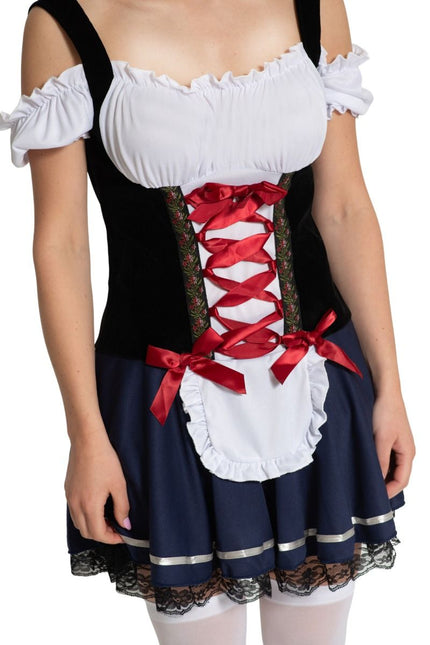 Blauw Witte Dirndl Jurk Oktoberfest Linda van Partychimp koop je bij Partywinkel