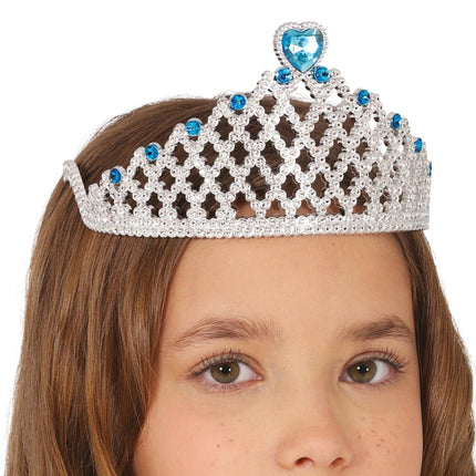 Blauw Zilveren Tiara Kind van Fiestas Guirca koop je bij Partywinkel