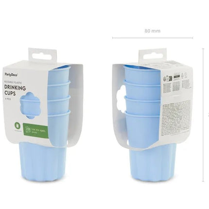 Blauwe Bekers Plastic 220ml 4st van Partydeco koop je bij Partywinkel