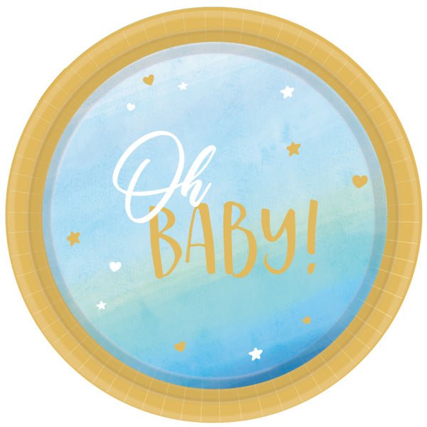 Blauwe Borden Oh Baby 23cm 8st van Riethmueller koop je bij Partywinkel