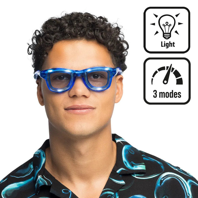 Blauwe Bril Met Led van Boland koop je bij Partywinkel