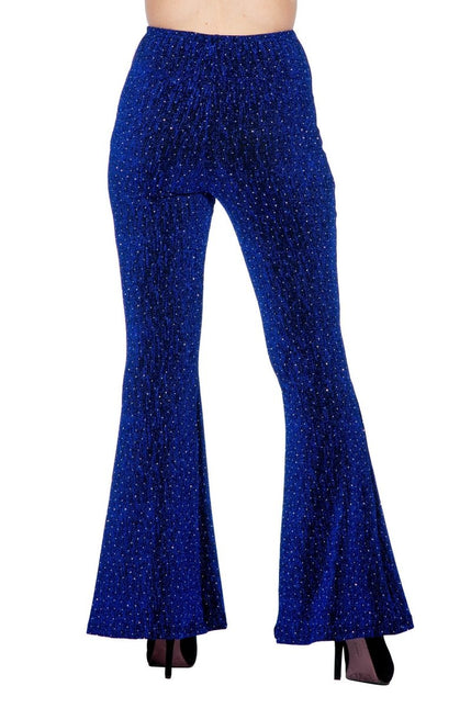Blauwe Broek Dames Flared Glitter van Wilbers & Wilbers koop je bij Partywinkel