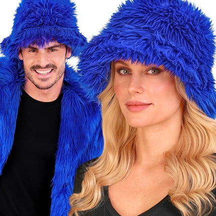 Blauwe Bucket Hat Pluche van Widmann koop je bij Partywinkel