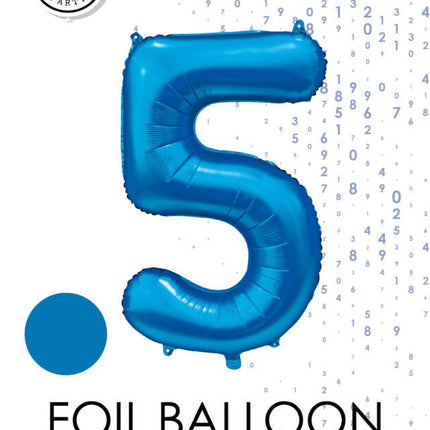 Blauwe Cijfer Ballon 5 Jaar Glans 86cm van WeFiesta koop je bij Partywinkel