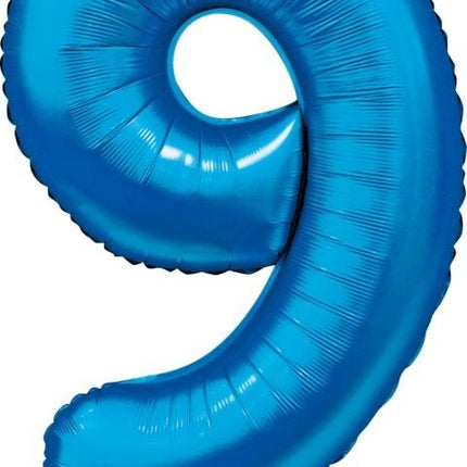 Blauwe Cijfer Ballon 9 Jaar Glans 86cm van WeFiesta koop je bij Partywinkel