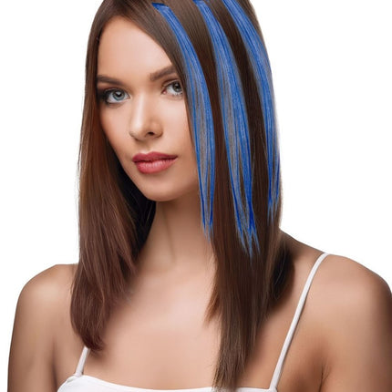 Blauwe Hair Extension 50cm 3st van Fiestas Guirca koop je bij Partywinkel