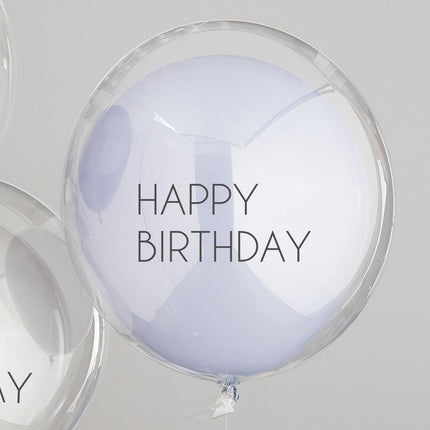 Blauwe Happy Birthday Ballonnen Dubbellaags 45cm 3st van Ginger Ray koop je bij Partywinkel