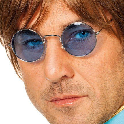 Blauwe Hippie Bril John van Wilbers & Wilbers koop je bij Partywinkel