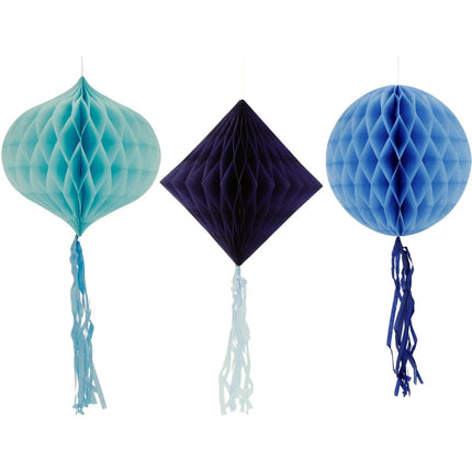Blauwe Honeycombs 30cm 3st van Folat koop je bij Partywinkel